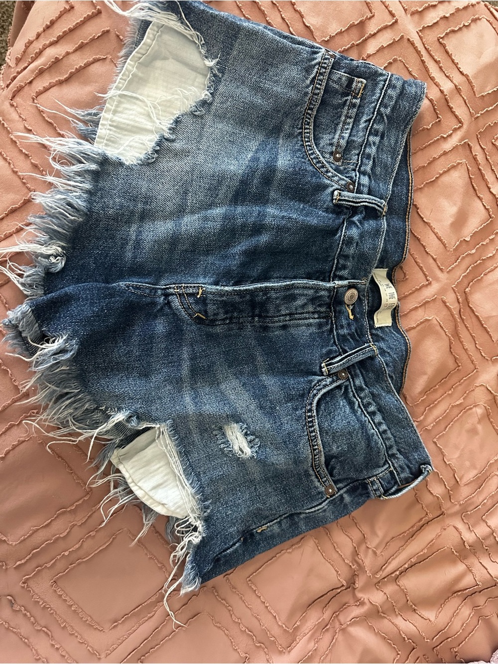 Free People Distressed Blue Denim Cutoff Shorts